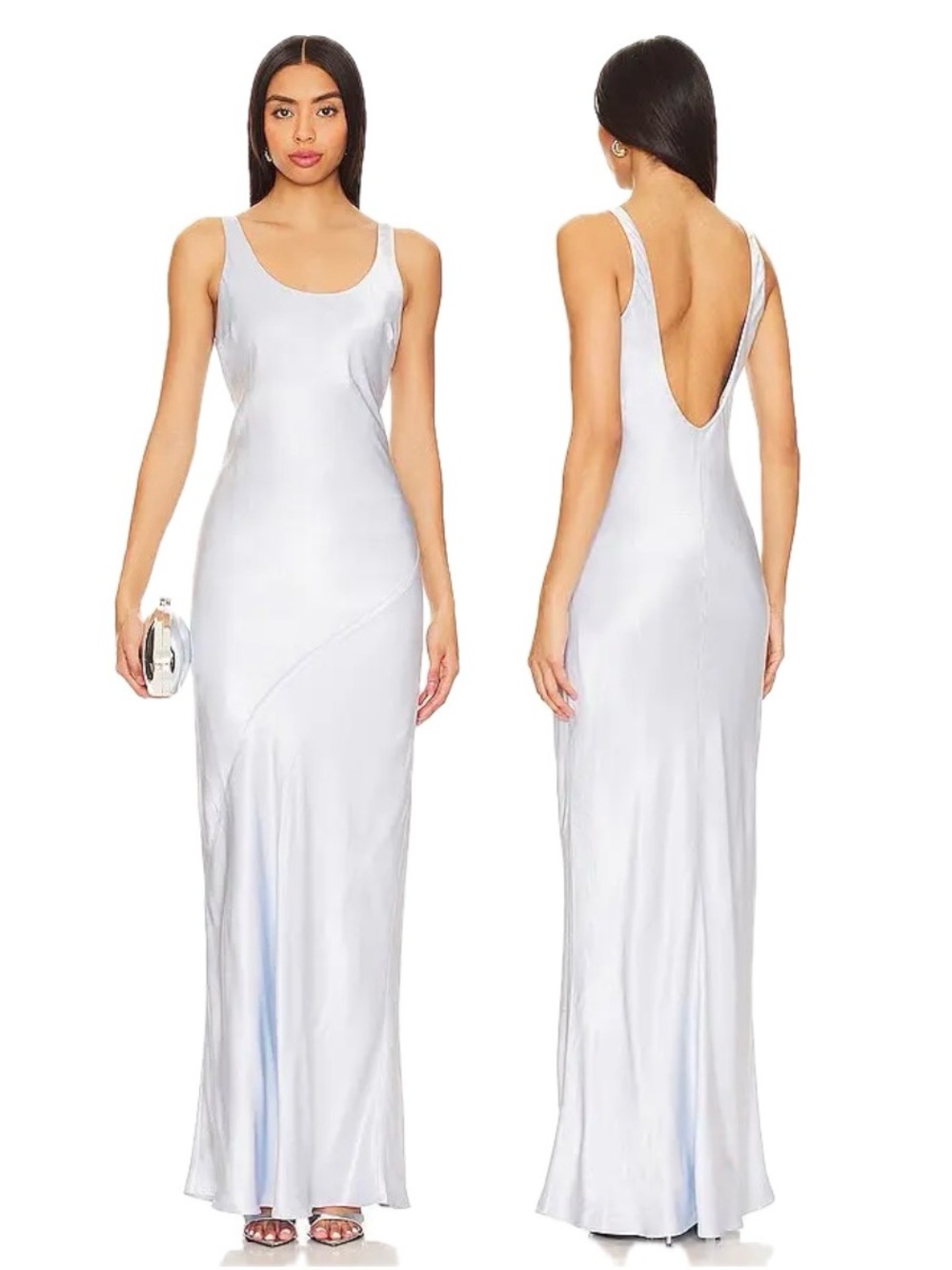 Line & Dot Adelyn Satin Bias-Cut Dress in French Blue